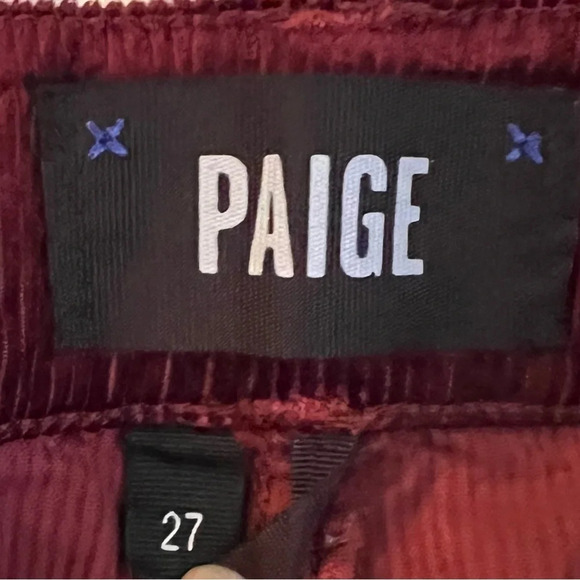 PAIGE Hoxton Ultra Skinny Velvet Corduroy Pants Dark Currant Women’s  27 - Picture 8 of 13